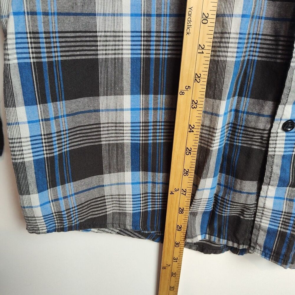 Wrangler Jeans Co. Pearl Snap-Up Shirt Men's L Blue/Brown Plaid Long Sleeves - Picture 5 of 8